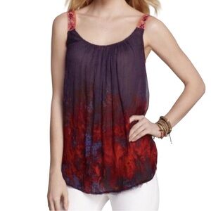 Free People "Firecracker" Scoop Neck Sleeveless Gauzy Semi/Sheer Tank Top